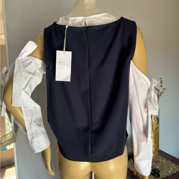 Zara Elegant Trafaluc collection Navy and White Women's 2 pcs Top Ptp 19” - Picture 5 of 8